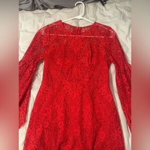 BCBGMaxAzria Vibrant Red Lace Dress